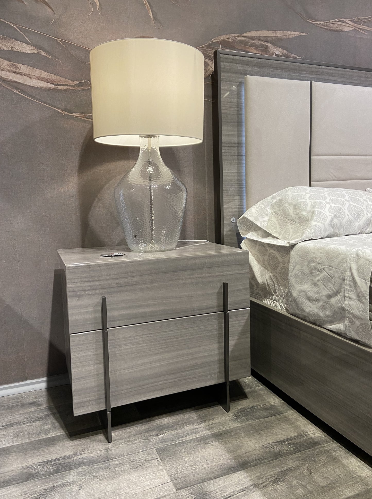 J&M Furniture Blade Premium Night Stand in Moon Grey
