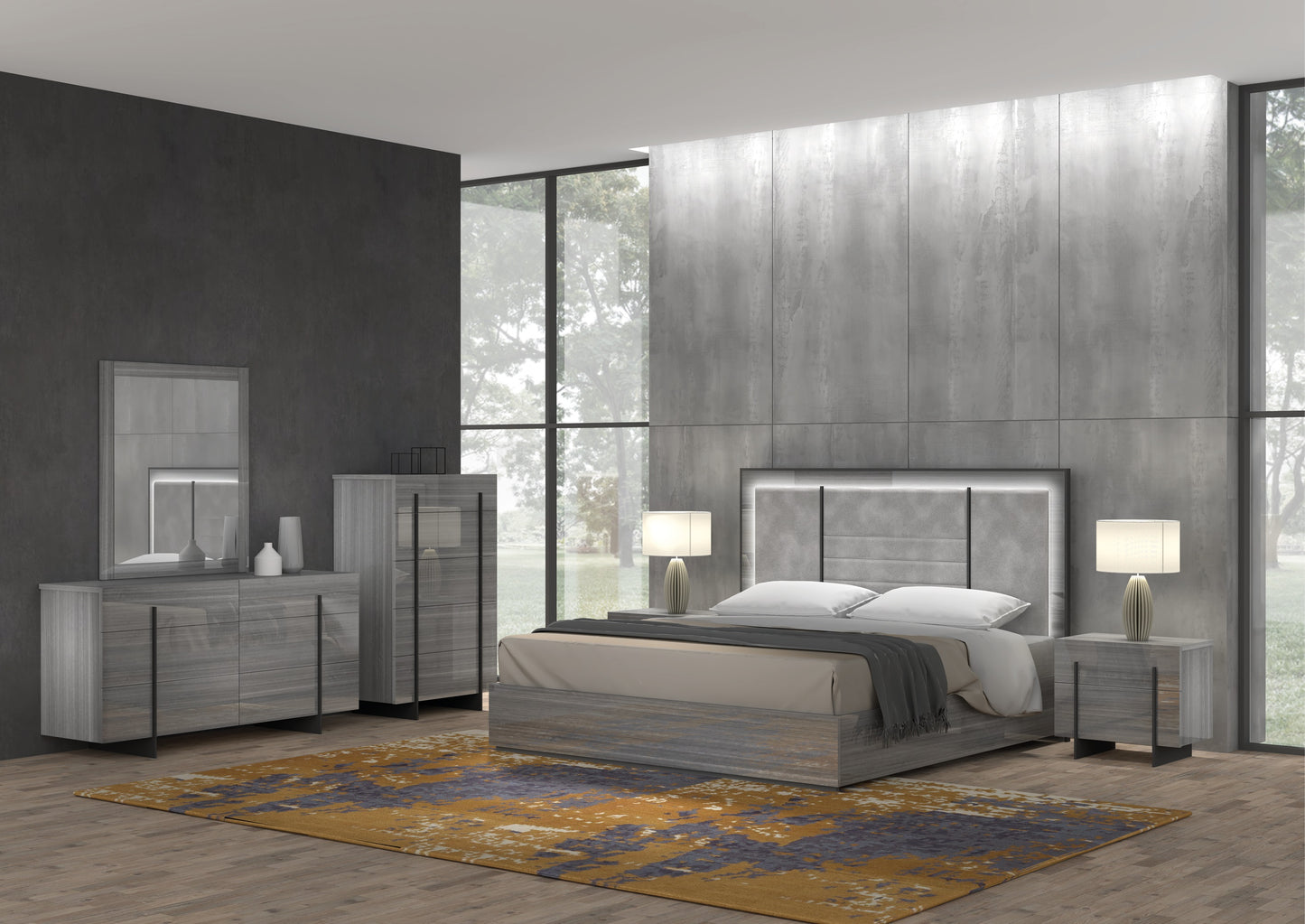 J&M Furniture Blade Premium Night Stand in Moon Grey