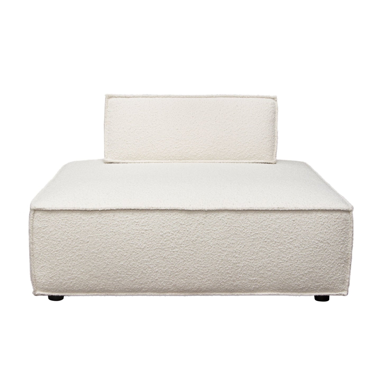 Cara Square Modular Lounger by Diamond Sofa in Ivory Boucle Fabric w/ Moveable, Non-Skid Backrest