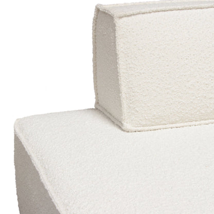 Cara Square Modular Lounger by Diamond Sofa in Ivory Boucle Fabric w/ Moveable, Non-Skid Backrest