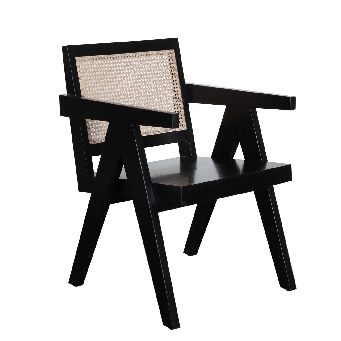 Carter Dining/Accent Chair in Solid Wood Frame in Black Finish w/ Natural Cane Seat Back by Diamond Sofa
