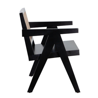 Carter Dining/Accent Chair in Solid Wood Frame in Black Finish w/ Natural Cane Seat Back by Diamond Sofa