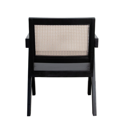 Carter Dining/Accent Chair in Solid Wood Frame in Black Finish w/ Natural Cane Seat Back by Diamond Sofa