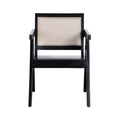 Carter Dining/Accent Chair in Solid Wood Frame in Black Finish w/ Natural Cane Seat Back by Diamond Sofa