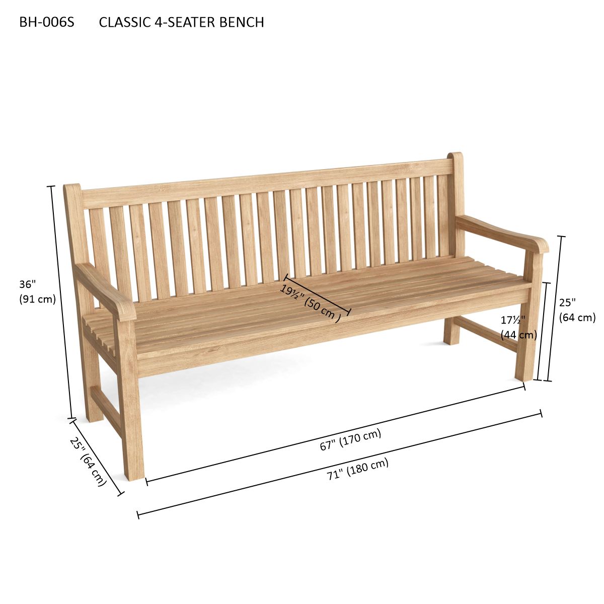 Anderson Teak Classic 4-Seater Bench