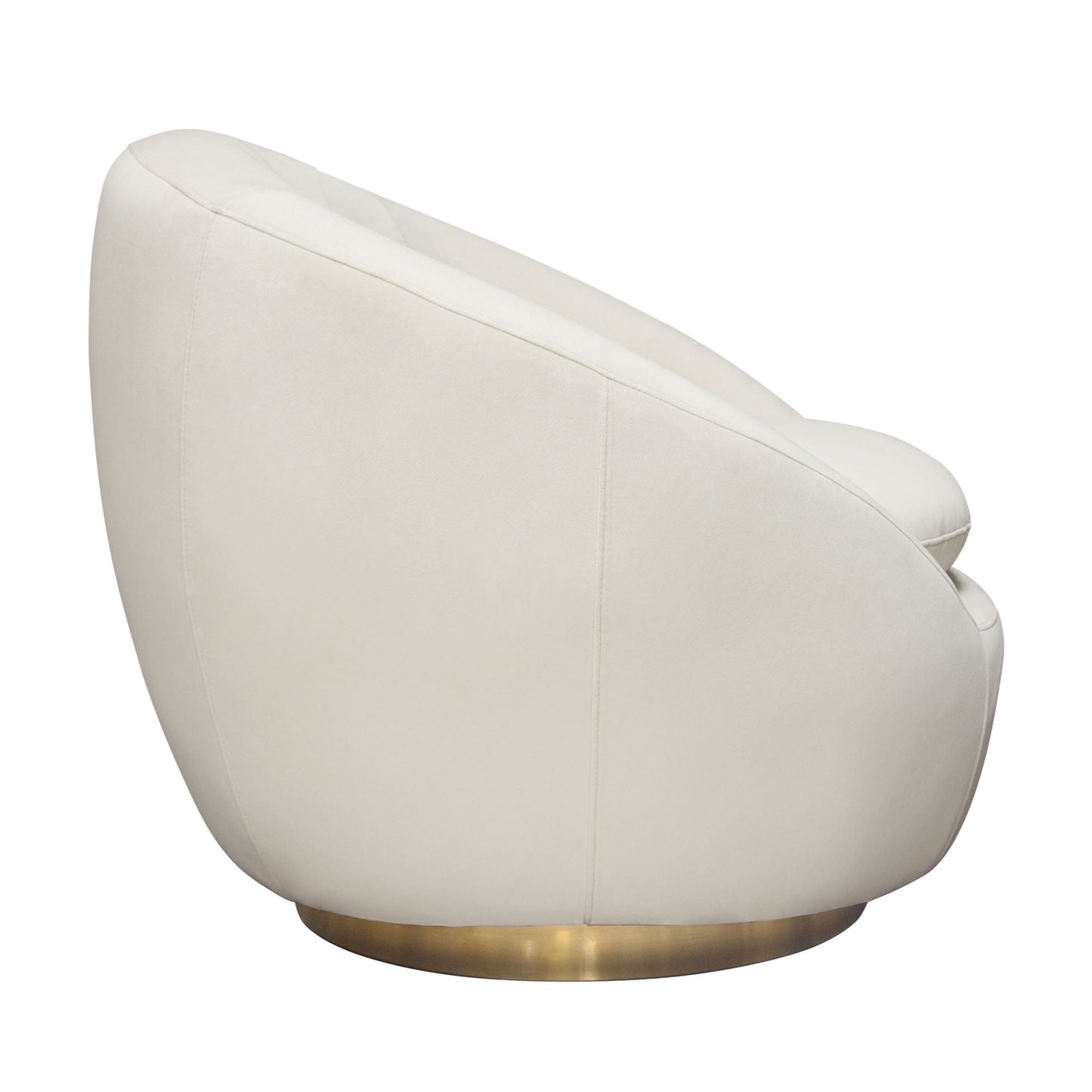 Celine Swivel Accent Chair in Light Cream Velvet w/ Brushed Gold Accent Band by Diamond Sofa