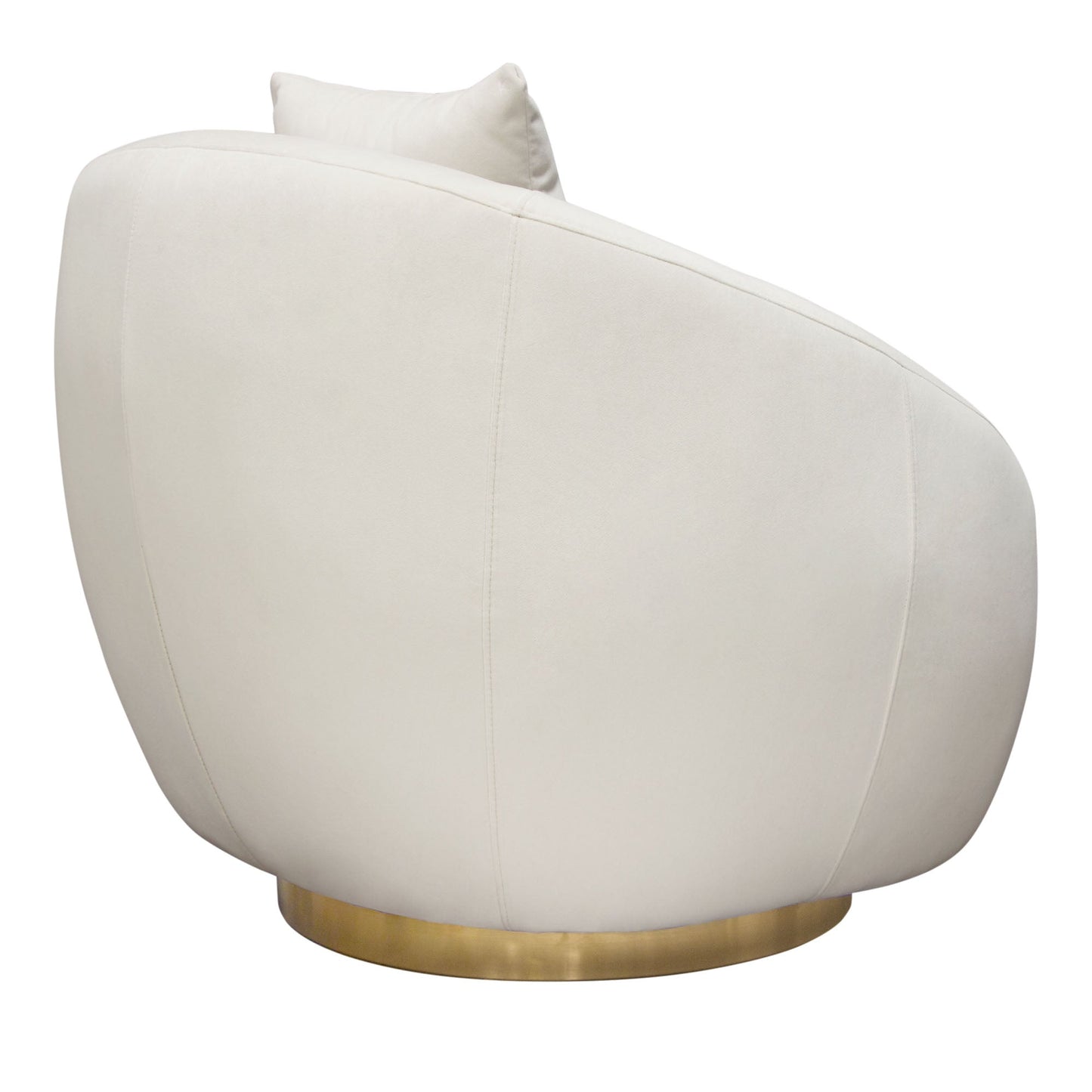 Celine Swivel Accent Chair in Light Cream Velvet w/ Brushed Gold Accent Band by Diamond Sofa