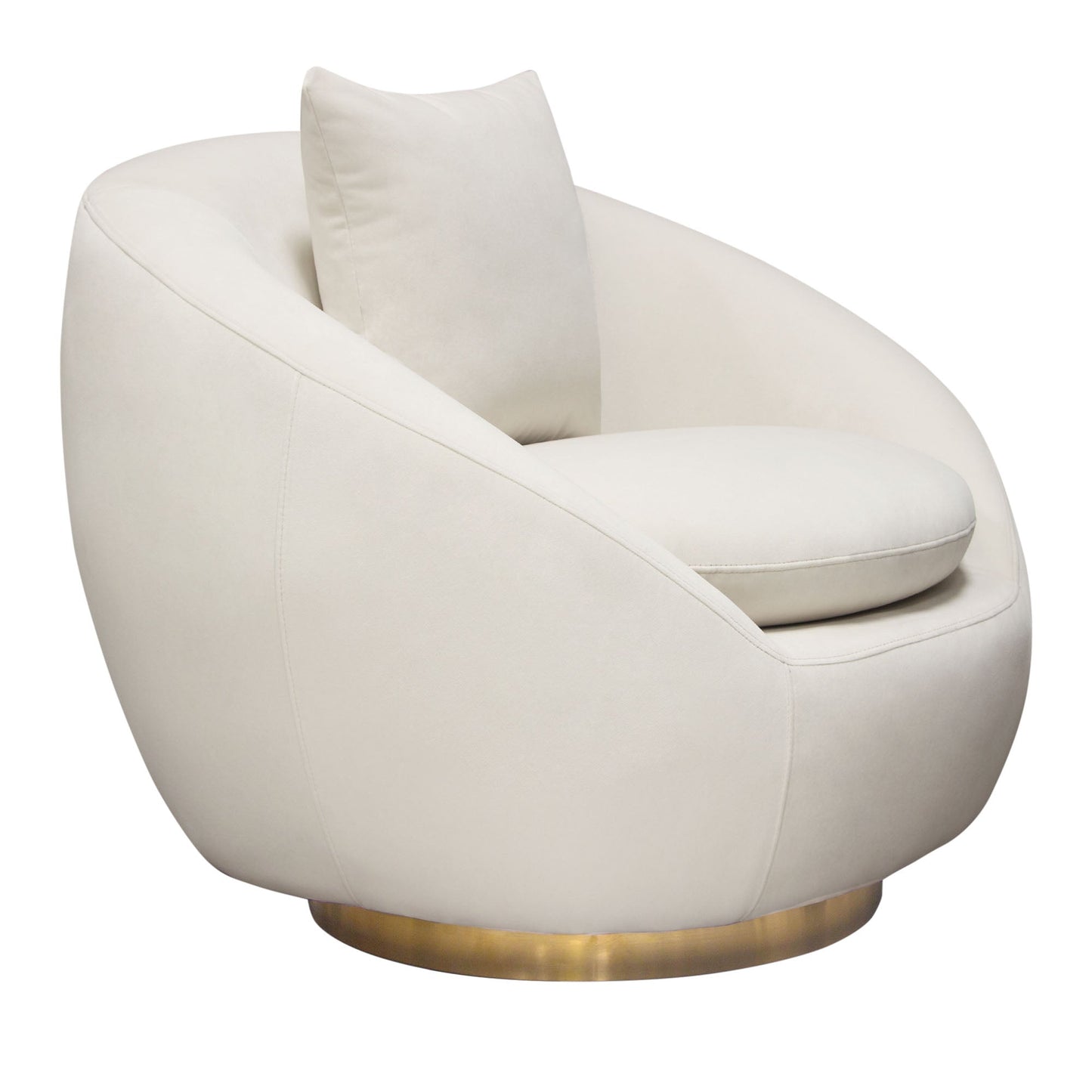 Celine Swivel Accent Chair in Light Cream Velvet w/ Brushed Gold Accent Band by Diamond Sofa