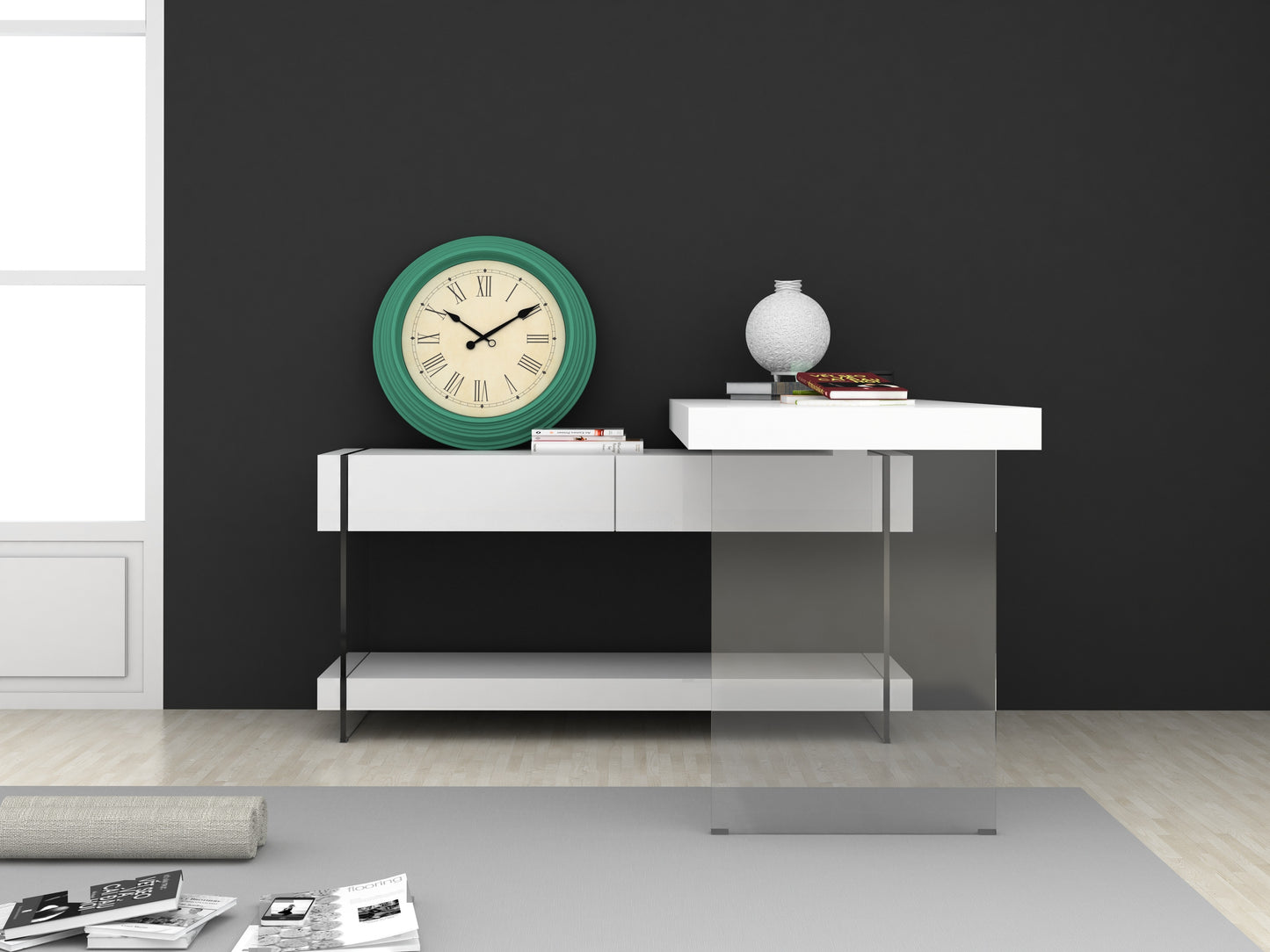 J&M Furniture Cloud Desk White High Gloss