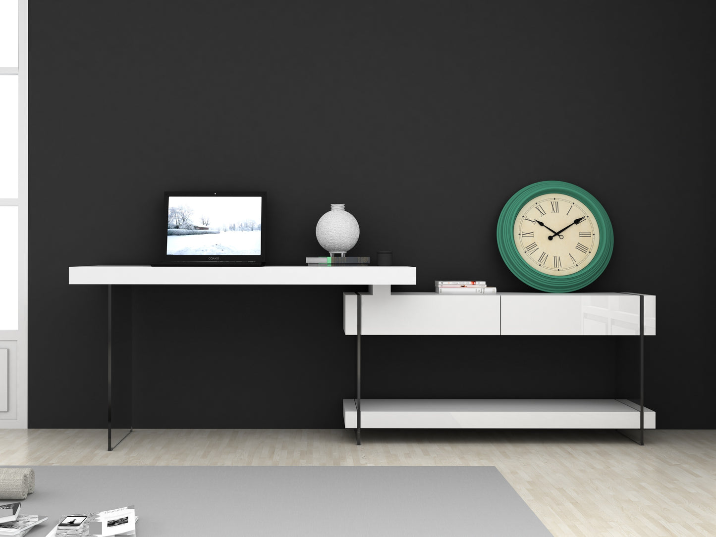 J&M Furniture Cloud Desk White High Gloss