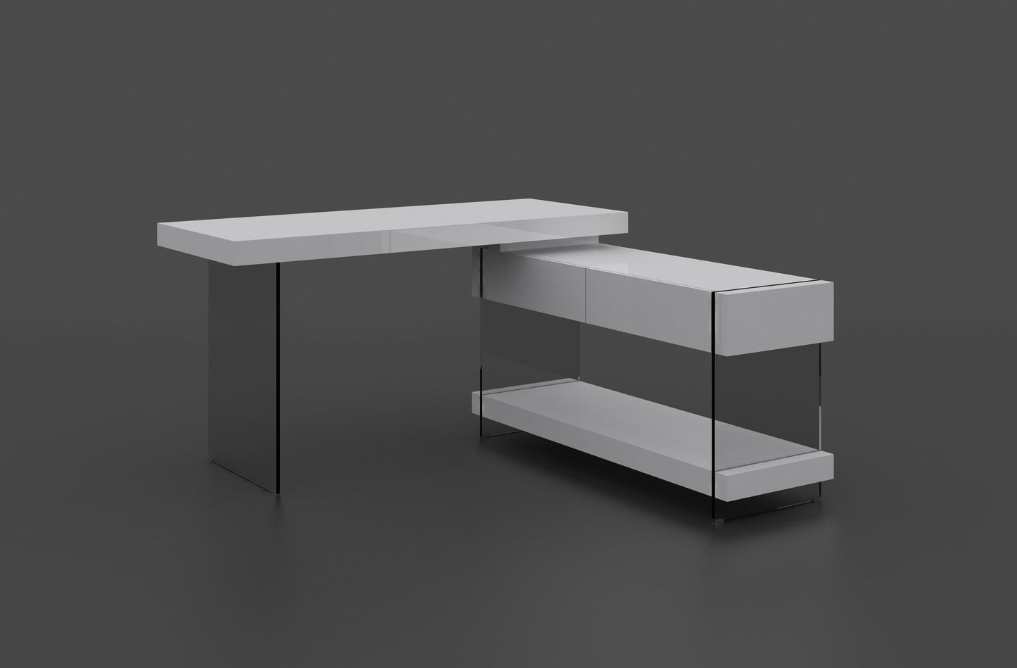 J&M Furniture Cloud Desk White High Gloss