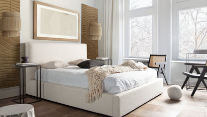 Cloud 43" Low Profile Eastern King Bed in Ivory Boucle Fabric by Diamond Sofa