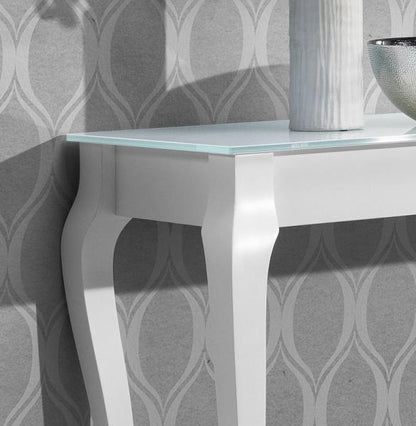 Maxima House White or Black Glass Top Console Table RETRO