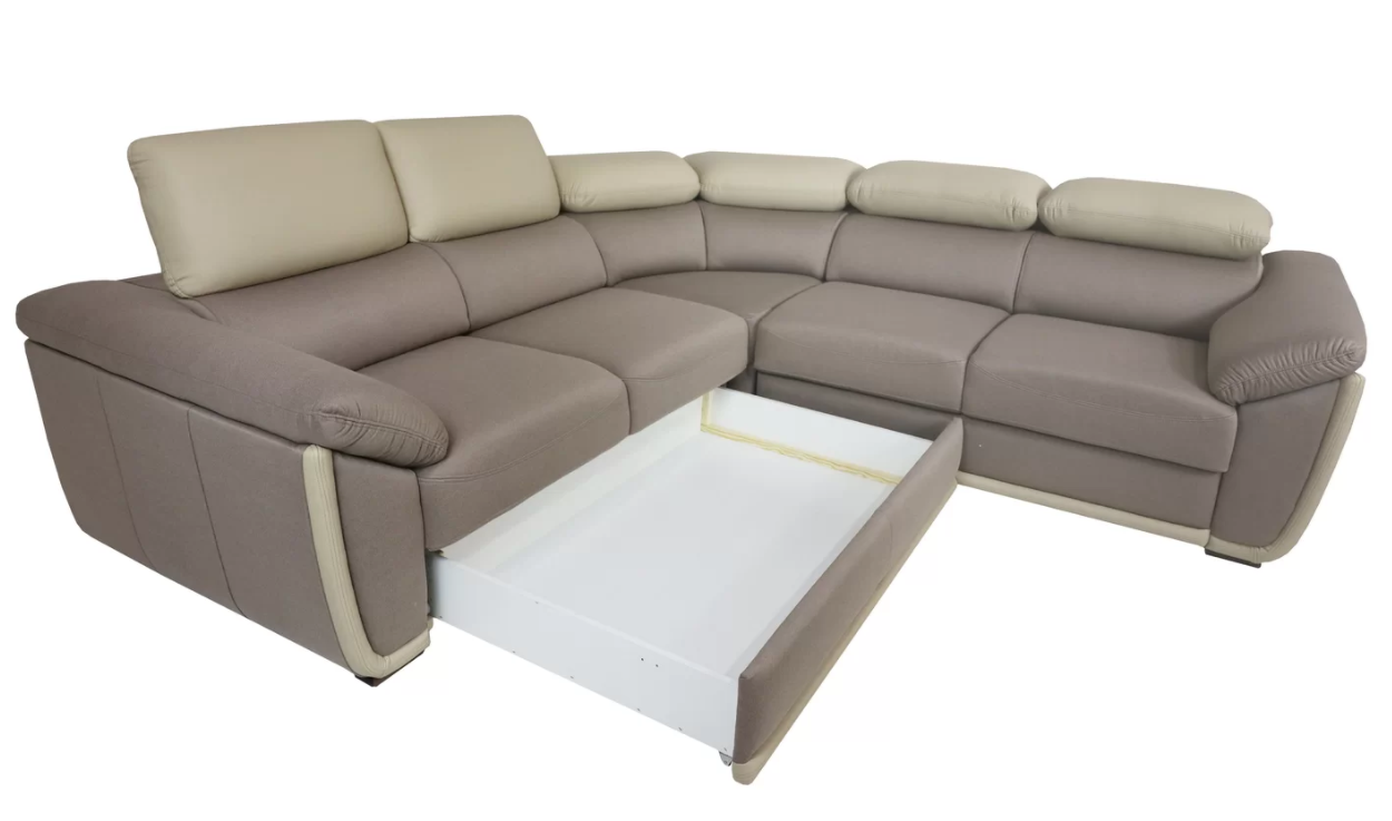 Maxima House Left facing Sleeper Sectional Sofa with Bedding storage, CADIZ