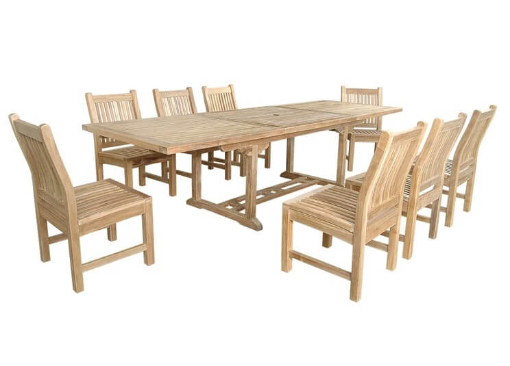 Anderson Teak Bahama Sahara 9-Pieces 10' Rectangular Dining Set