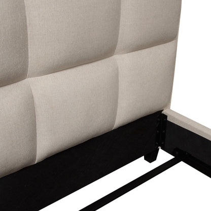 Devon Grid Tufted Queen Bed in Sand Fabric by Diamond Sofa