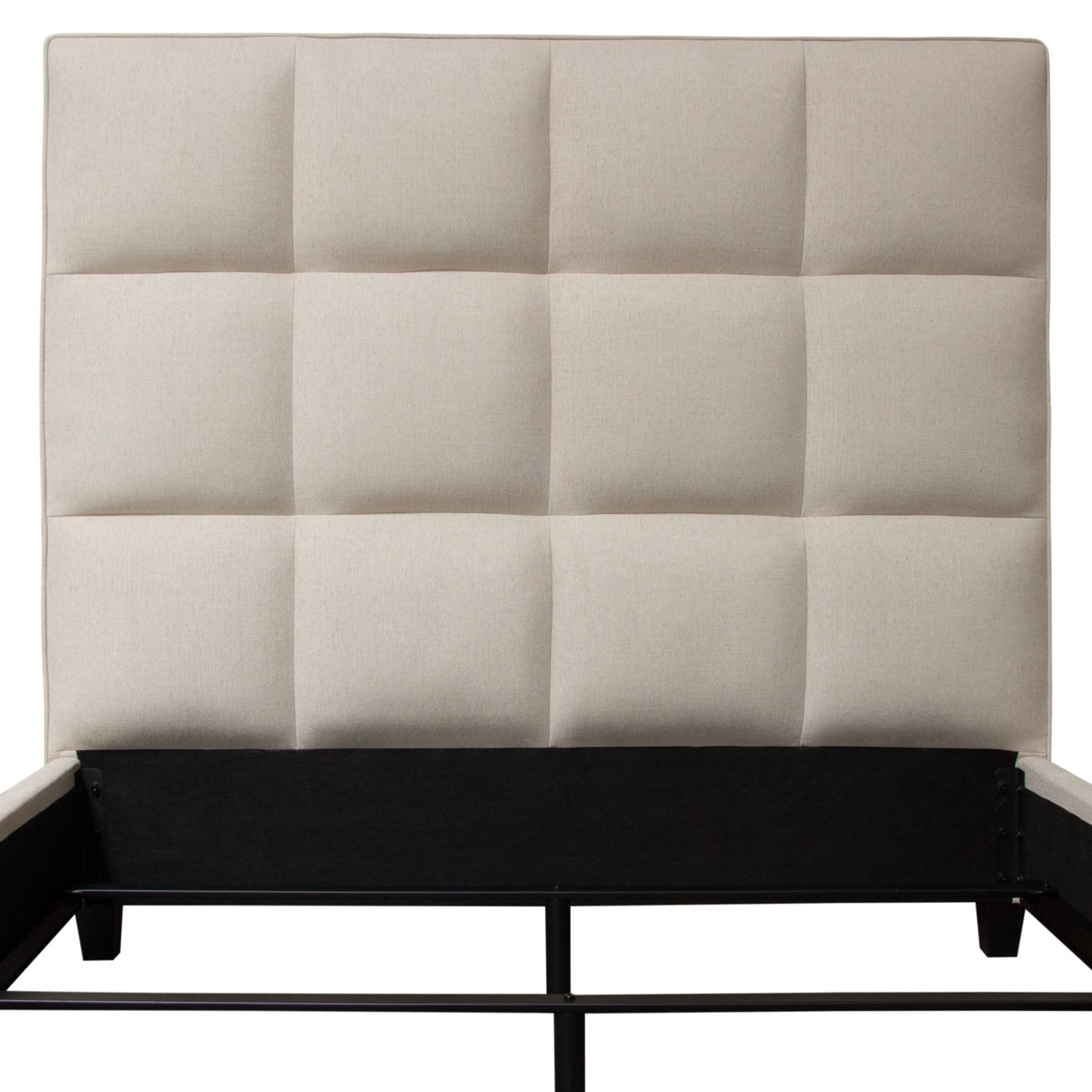 Devon Grid Tufted Queen Bed in Sand Fabric by Diamond Sofa