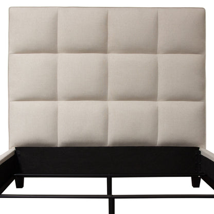 Devon Grid Tufted Queen Bed in Sand Fabric by Diamond Sofa