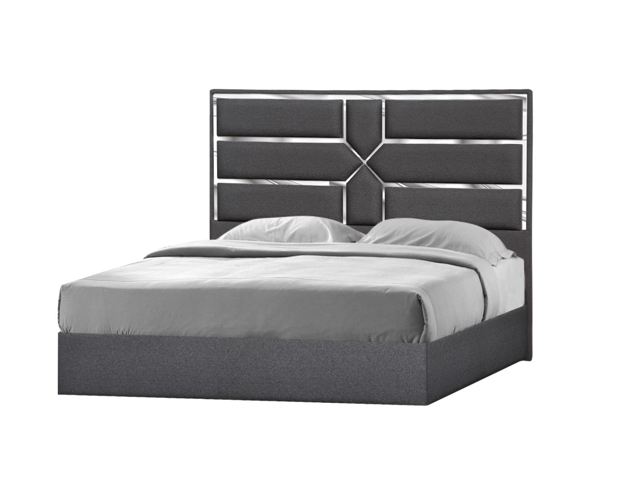J&M Furniture Da Vinci Queen Bed in Charcoal