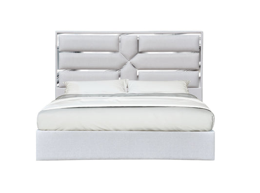 J&M Furniture Da Vinci King Bed in Silver Grey