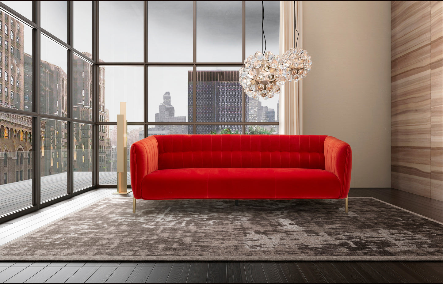 J&M Furniture Deco Sofa in Pumpkin Fabric