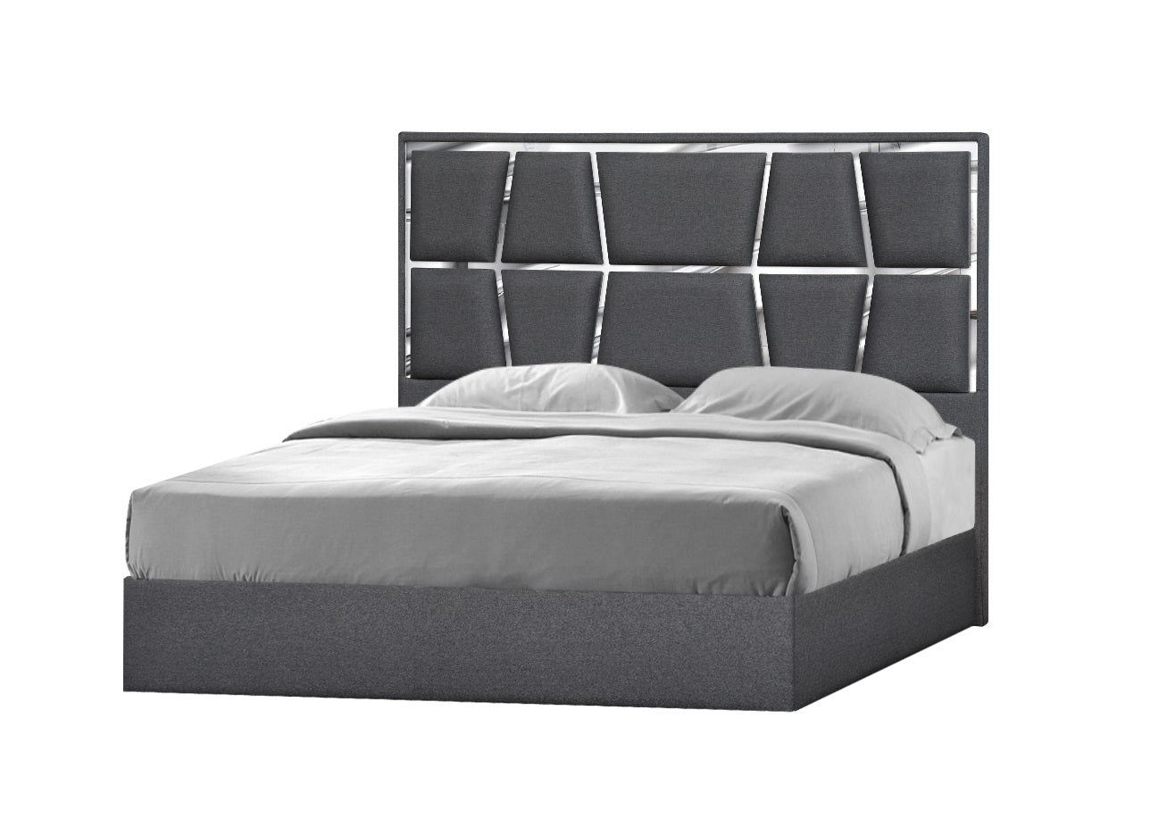 J&M Furniture Degas King Bed in Charcoal