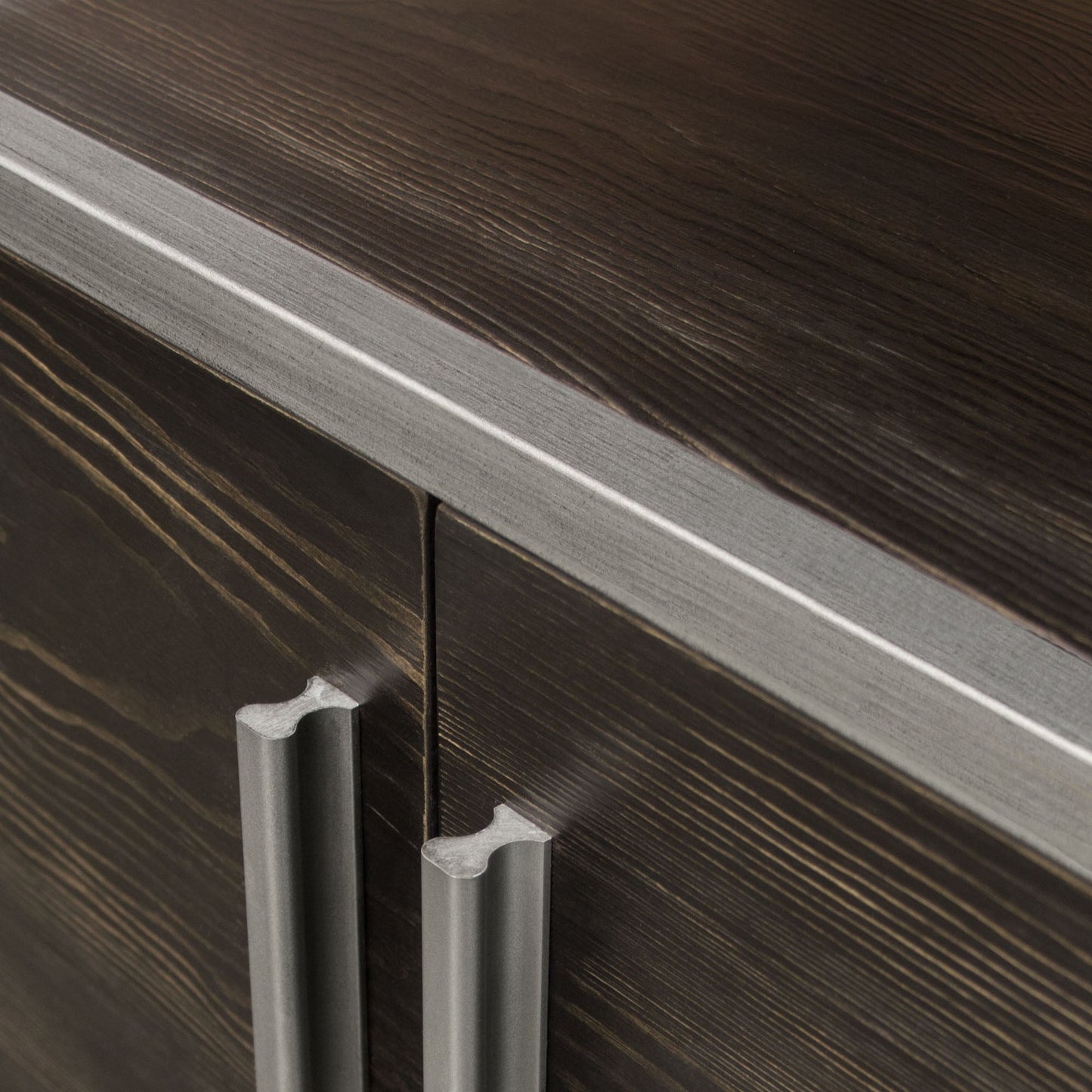 Empire 2-Door End Table in Dark Brown Veneer w/ Hand brushed Silver Metal Frame by Diamond Sofa