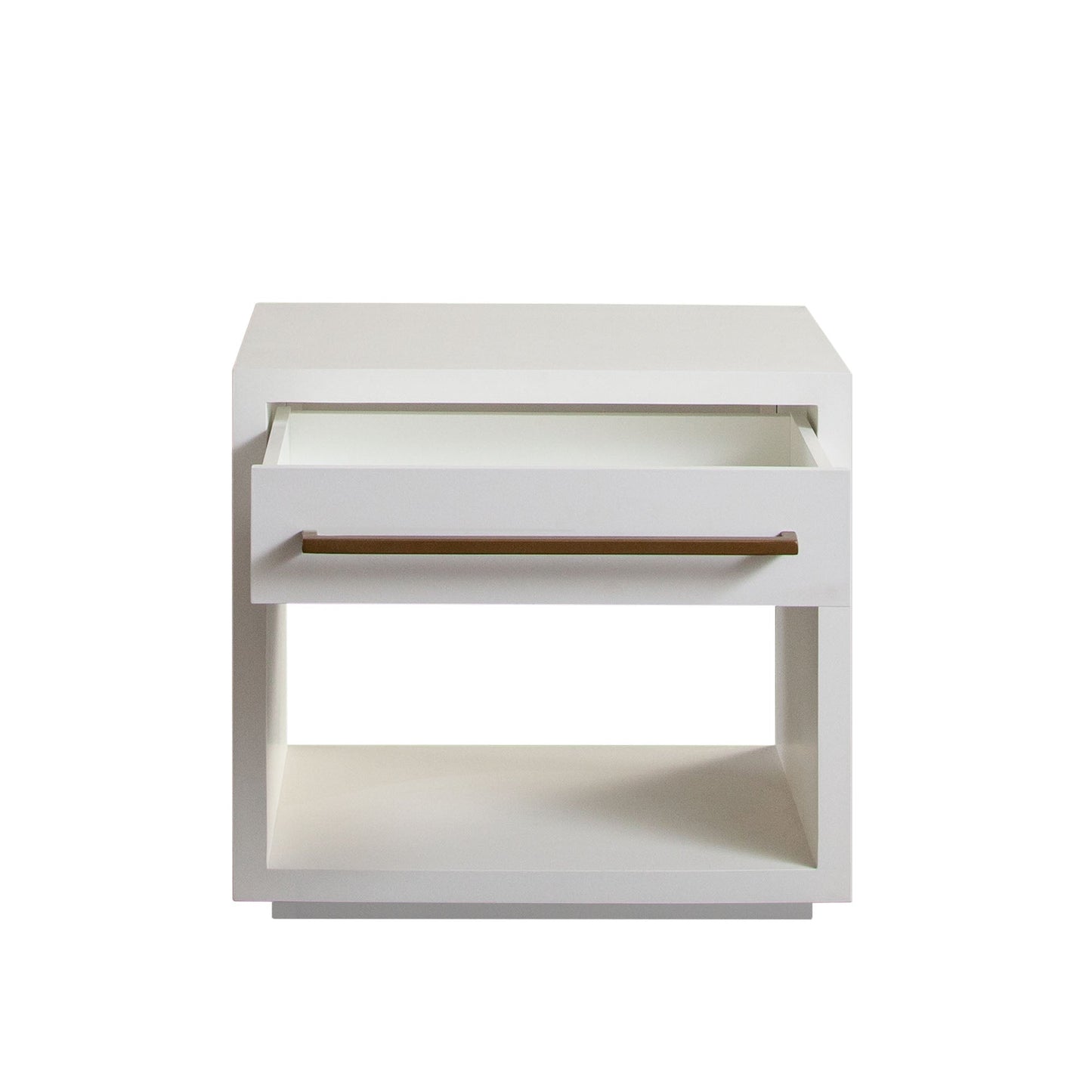 Encore Solid Mango Wood 1-Drawer End Table in White Finish w/ Gold Metal Handle by Diamond Sofa
