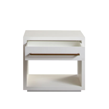 Encore Solid Mango Wood 1-Drawer End Table in White Finish w/ Gold Metal Handle by Diamond Sofa