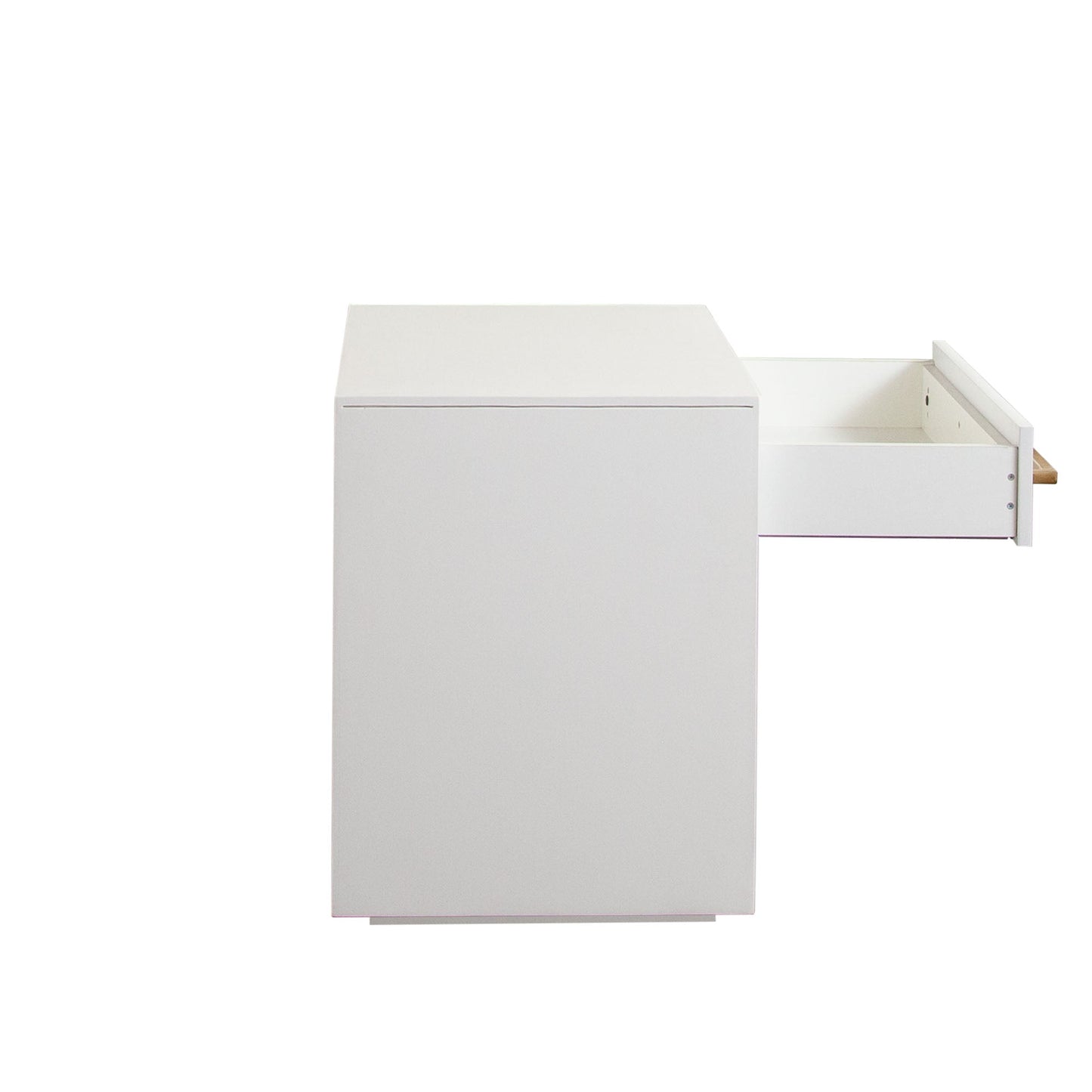 Encore Solid Mango Wood 1-Drawer End Table in White Finish w/ Gold Metal Handle by Diamond Sofa
