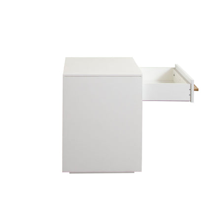 Encore Solid Mango Wood 1-Drawer End Table in White Finish w/ Gold Metal Handle by Diamond Sofa