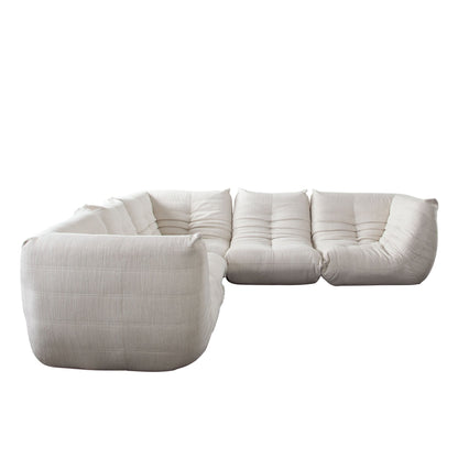 Ezra 5PC Corner Sectional in Cream Fabric by Diamond Sofa