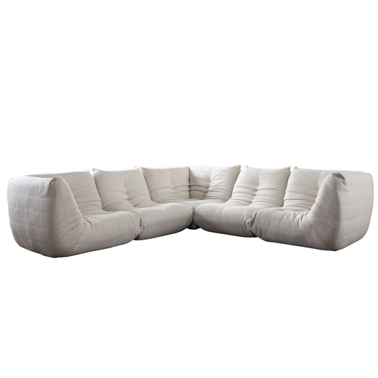 Ezra 5PC Corner Sectional in Cream Fabric by Diamond Sofa