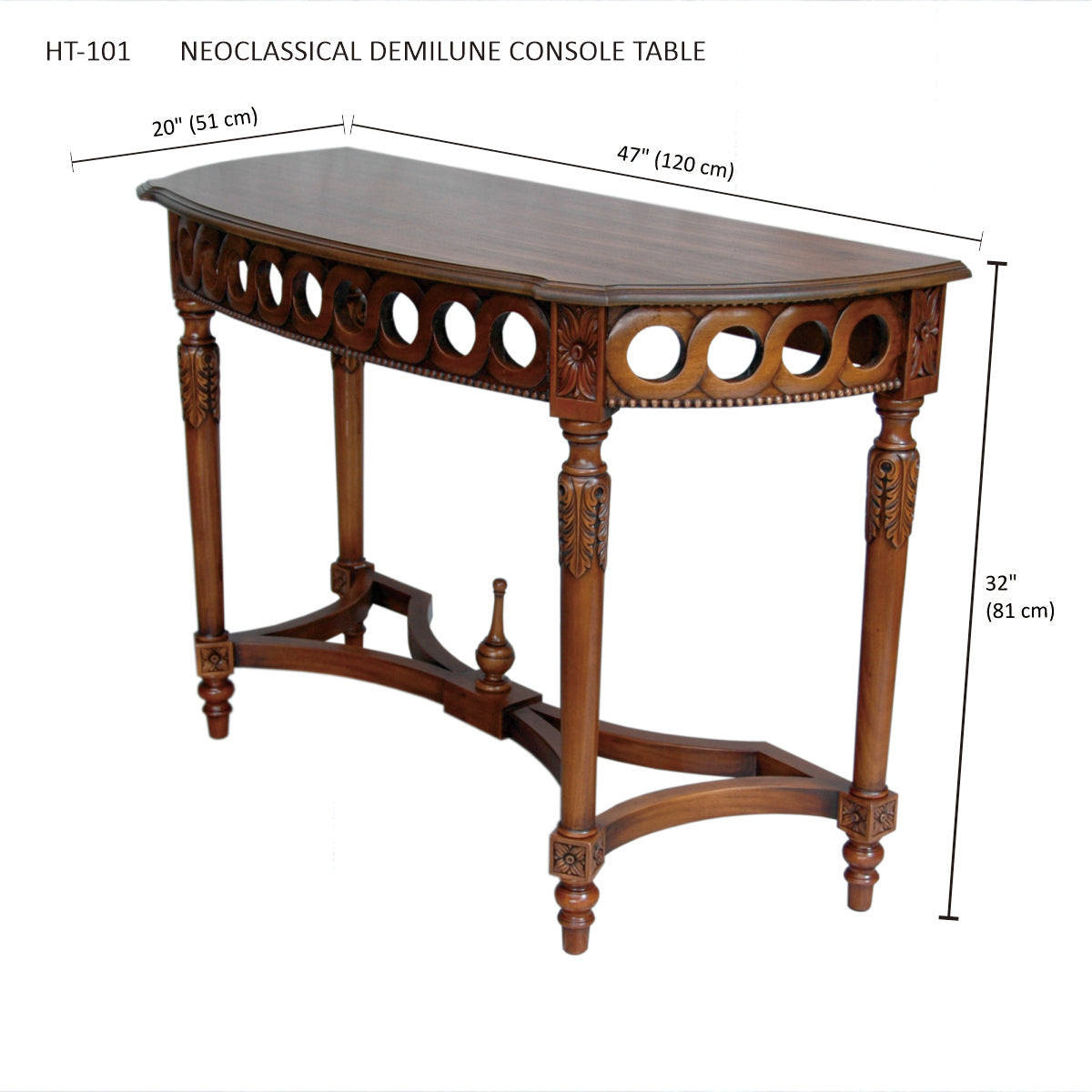 Anderson Teak Neoclassical Demilune Console