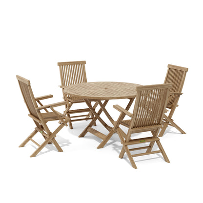 Anderson Teak Bahama Classic Folding Armchair 5-Pieces Dining Set