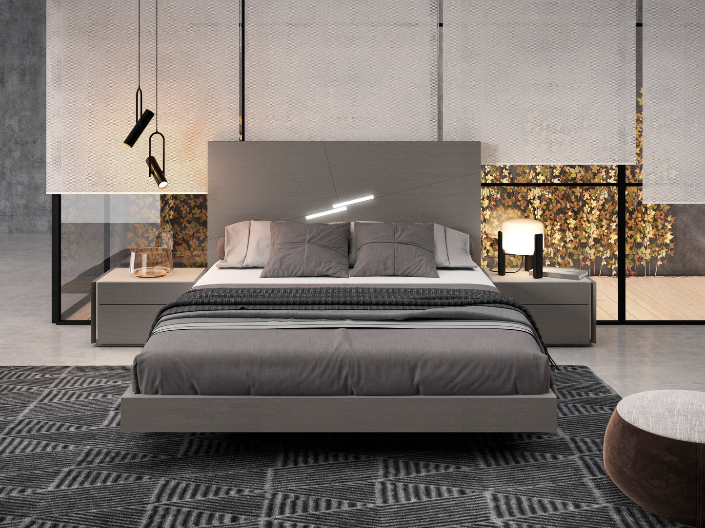 J&M Furniture Faro Queen Size Bed in Grey