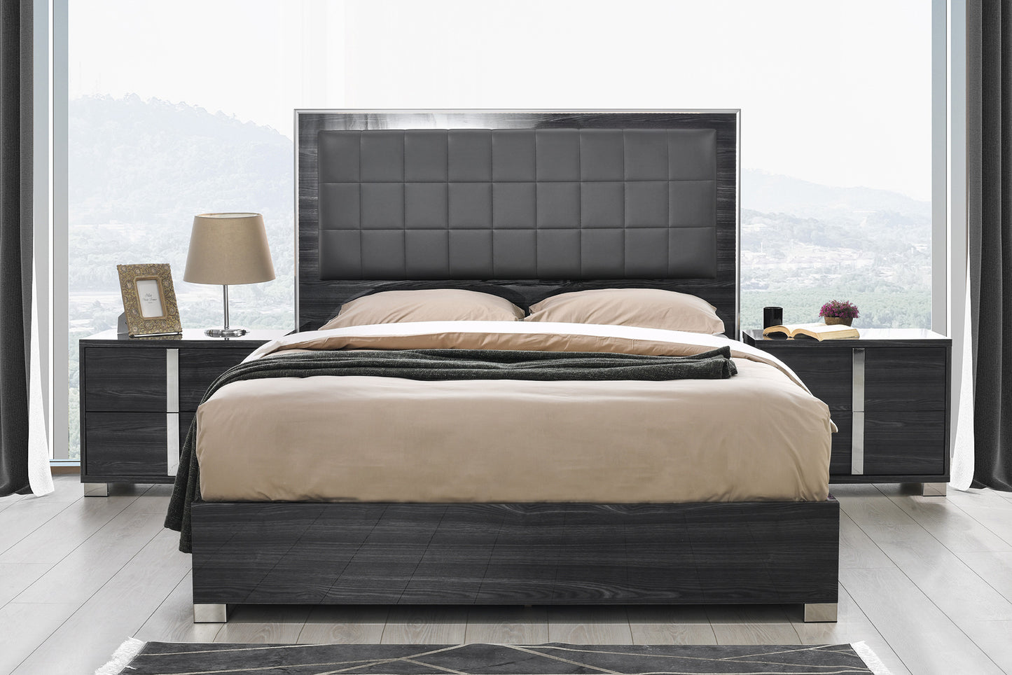 J&M Furniture Giulia Chest in Glossy Gray