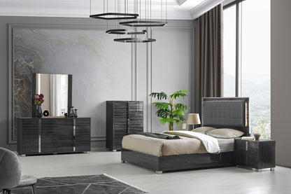 J&M Furniture Giulia Chest in Glossy Gray