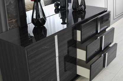 J&M Furniture Giulia Chest in Glossy Gray