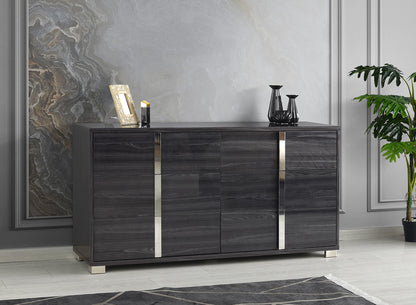 J&M Furniture Giulia King Bed in Glossy Gray
