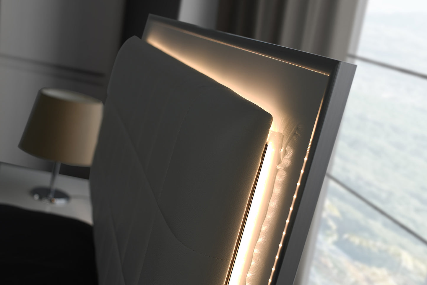 J&M Furniture Giulia Mirror in Glossy Gray