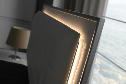 J&M Furniture Giulia Night Stand Right Facing in Glossy Gray