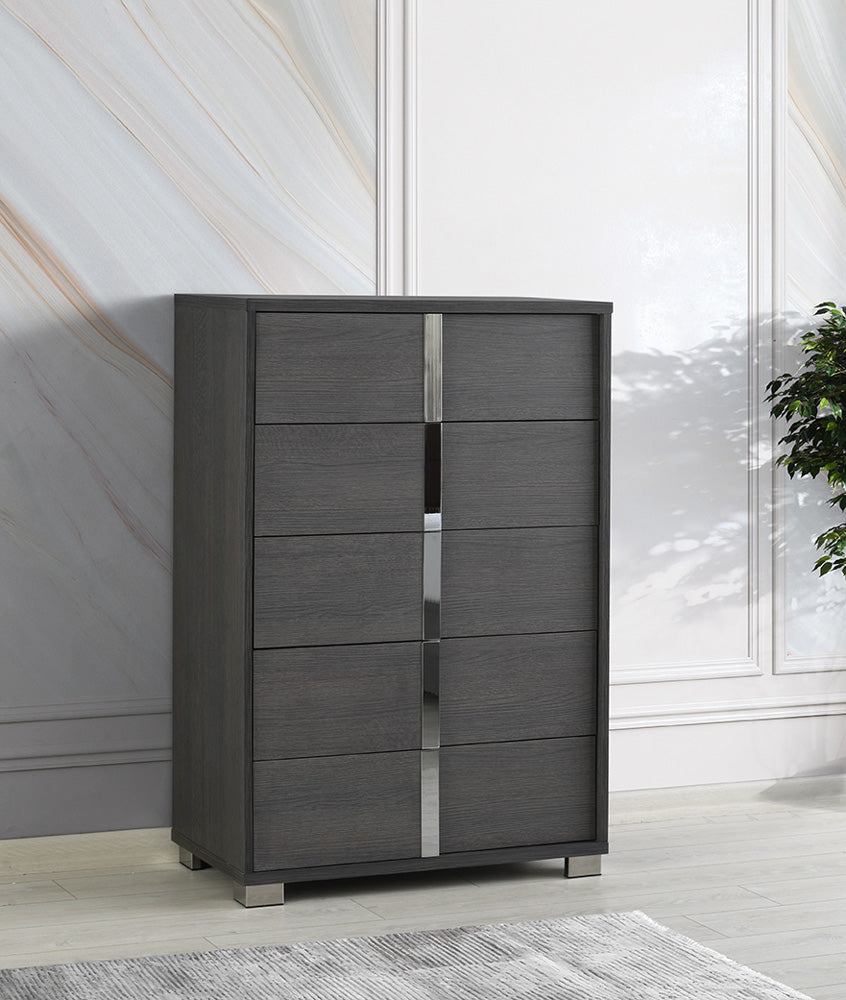 J&M Furniture Giulia King Bed in Matte Gray