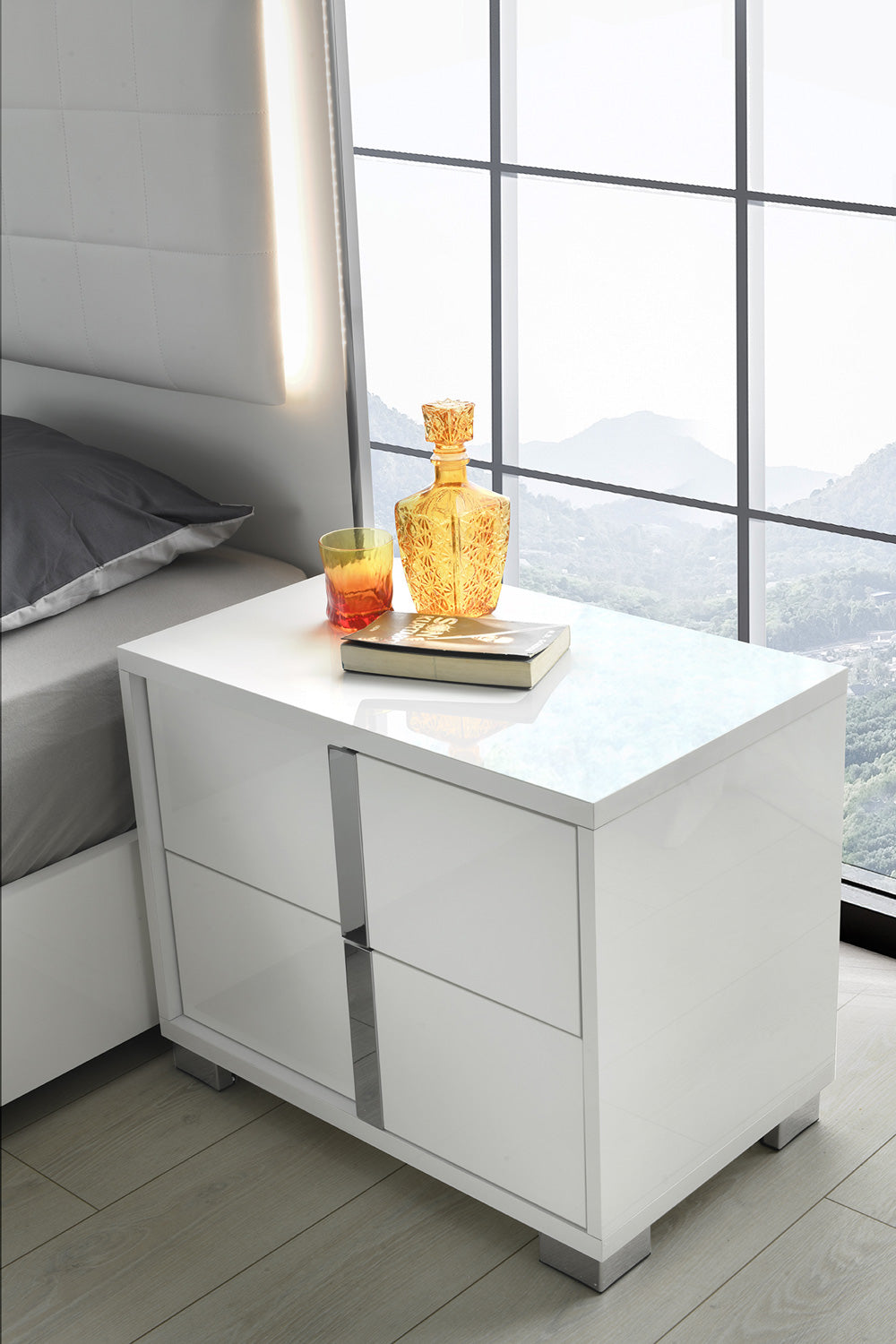 J&M Furniture Giulia Night Stand Right Facing in White