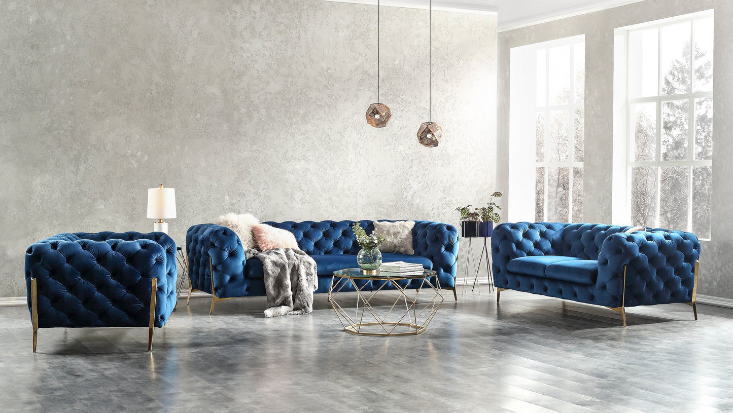 J&M Furniture Glamour Love Seat in Blue