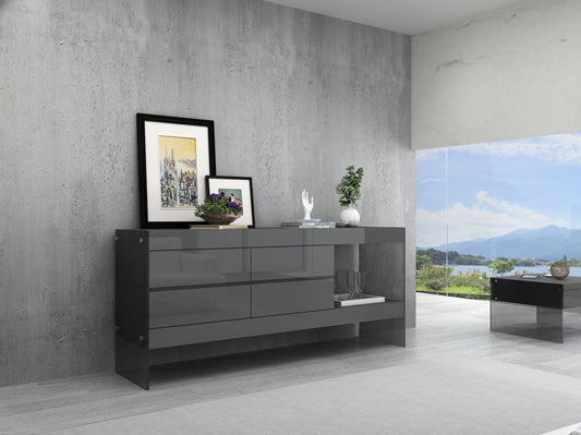 J&M Furniture Cloud Buffet in Grey High Gloss