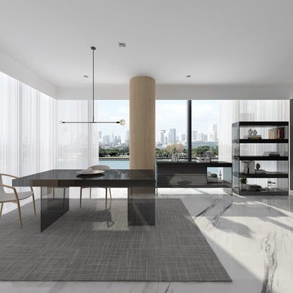 J&M Furniture Cloud Modern Dining Table in Grey High Gloss