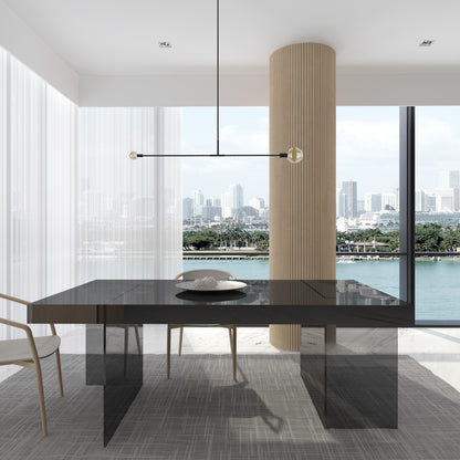 J&M Furniture Cloud Modern Dining Table in Grey High Gloss