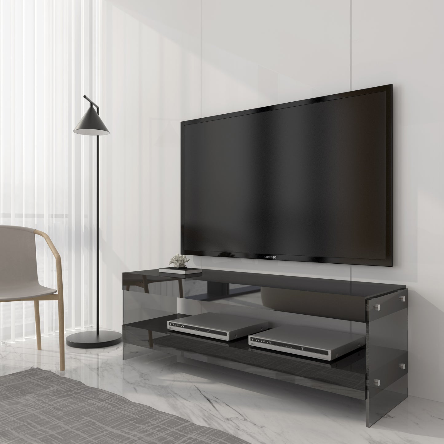 J&M Furniture Cloud Mini TV Base in Grey High Gloss