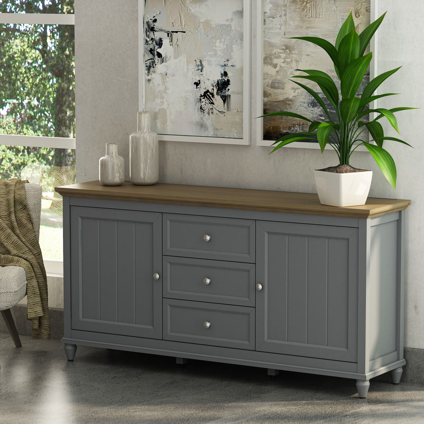 Anderson Teak Chenon Sideboard - Grey & Brown